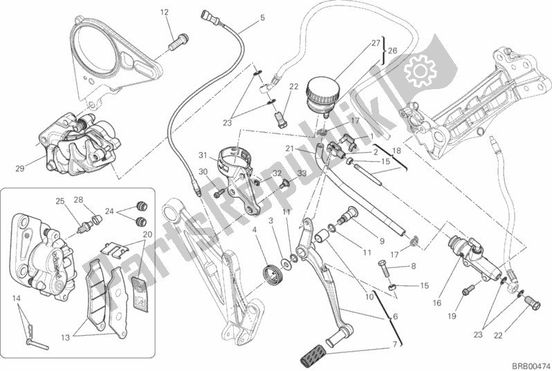 Wszystkie części do Tylny Uk? Ad Hamulcowy Ducati Diavel Carbon Thailand 1200 2014